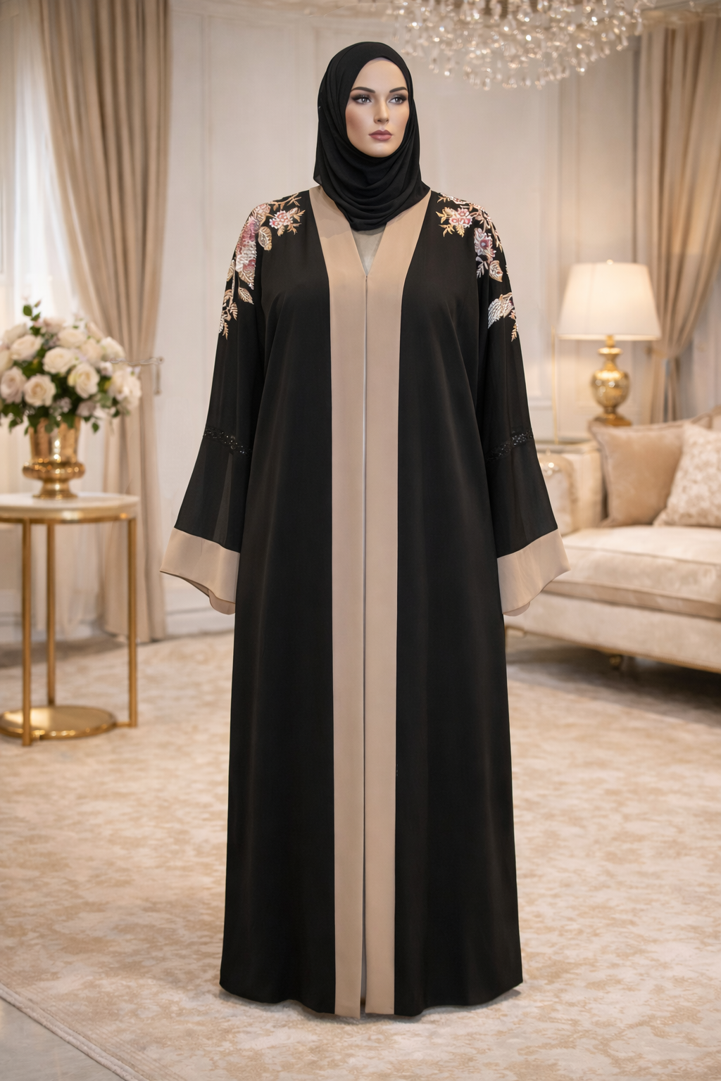 Abaya Dubaï Luxe – Broderies Florales Couture