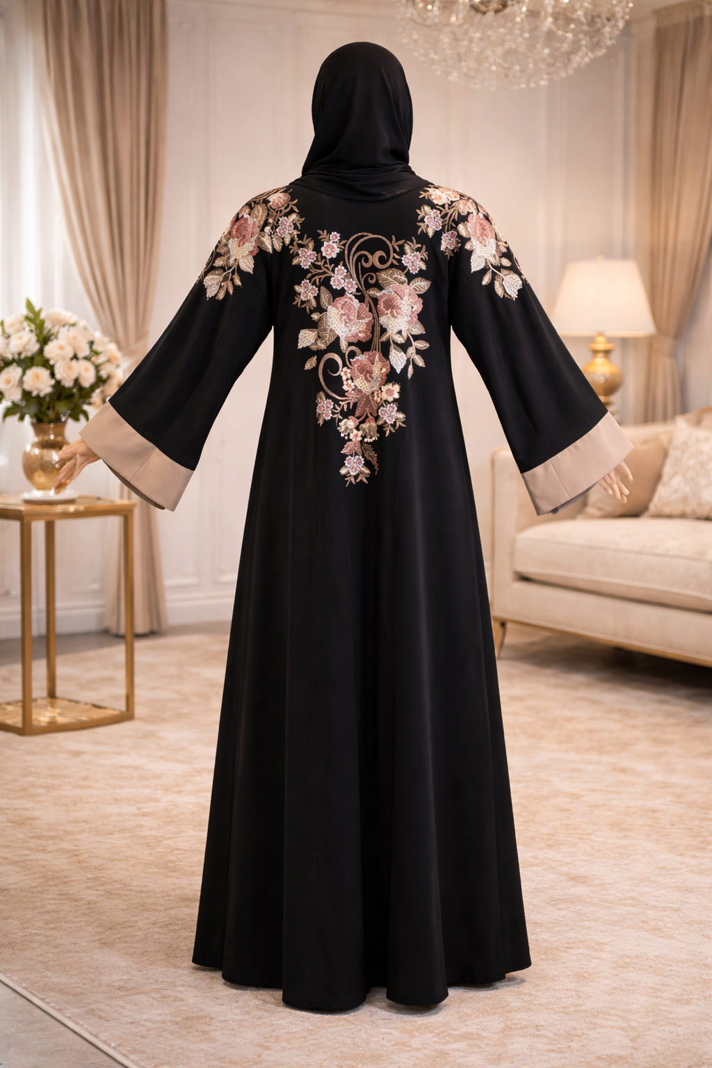 Abaya Dubaï Luxe – Broderies Florales Couture