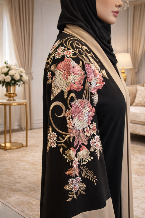 Abaya Dubaï Luxe – Broderies Florales Couture