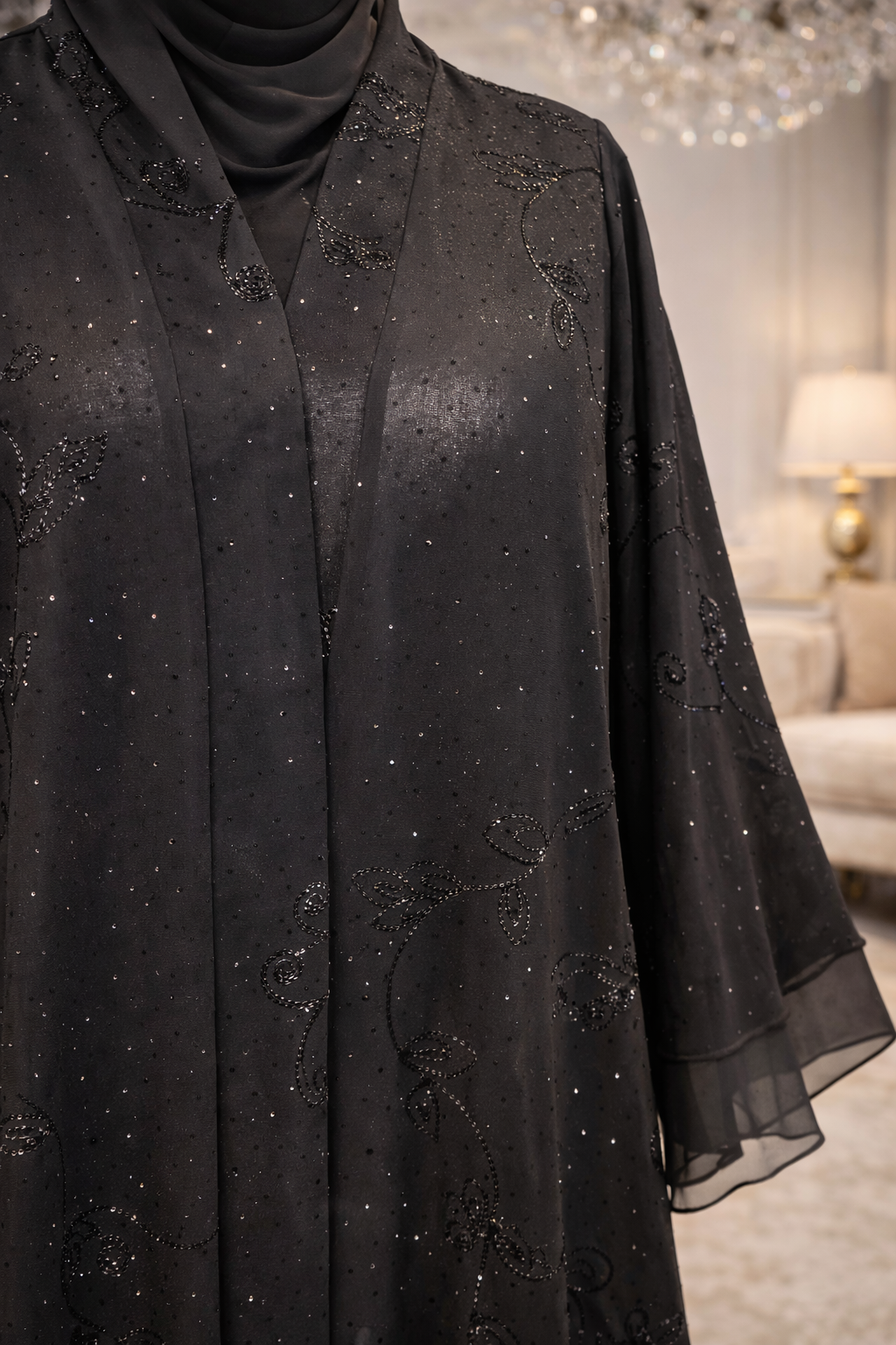 Abaya noire brodée – Élégance subtile & raffinement intemporel