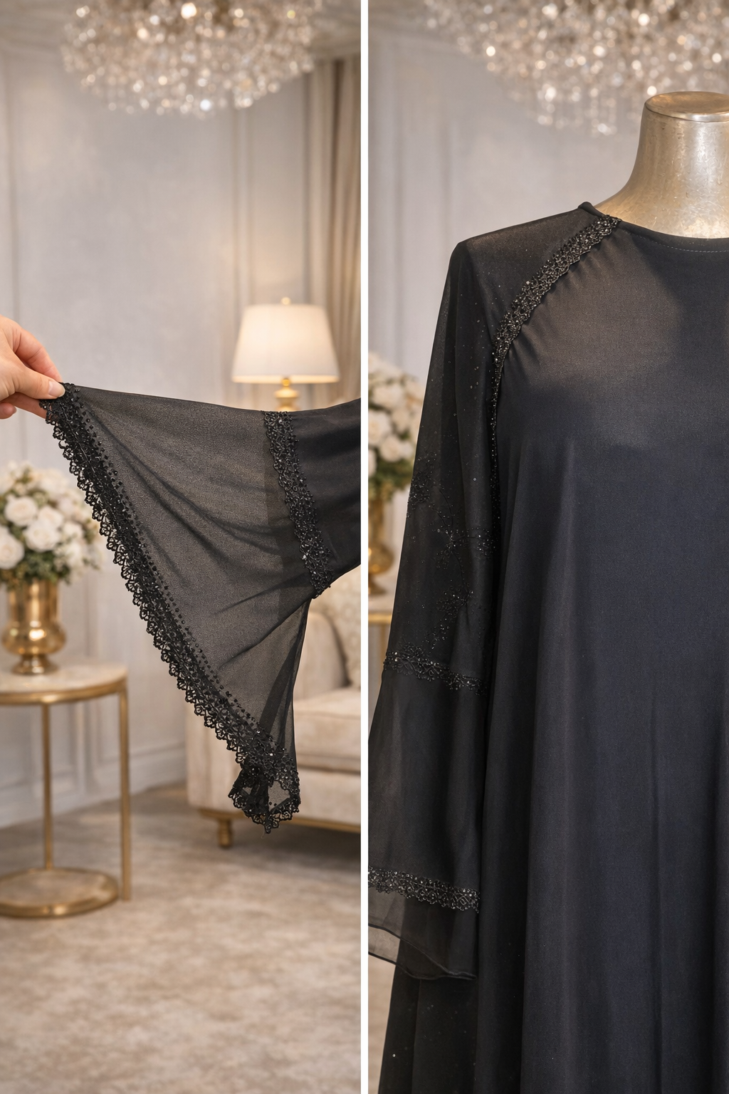 Abaya noire luxe brodée